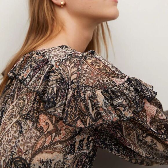 Mango Paisley Pleated Dress New - Picture 11 of 14